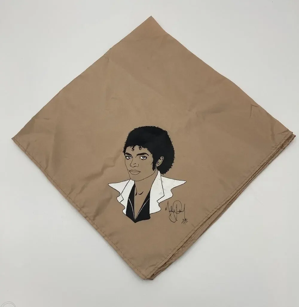 VINTAGE 1980s MICHAEL JACKSON Satin Scarf Bandana Bad Merch Tour Concert 20”